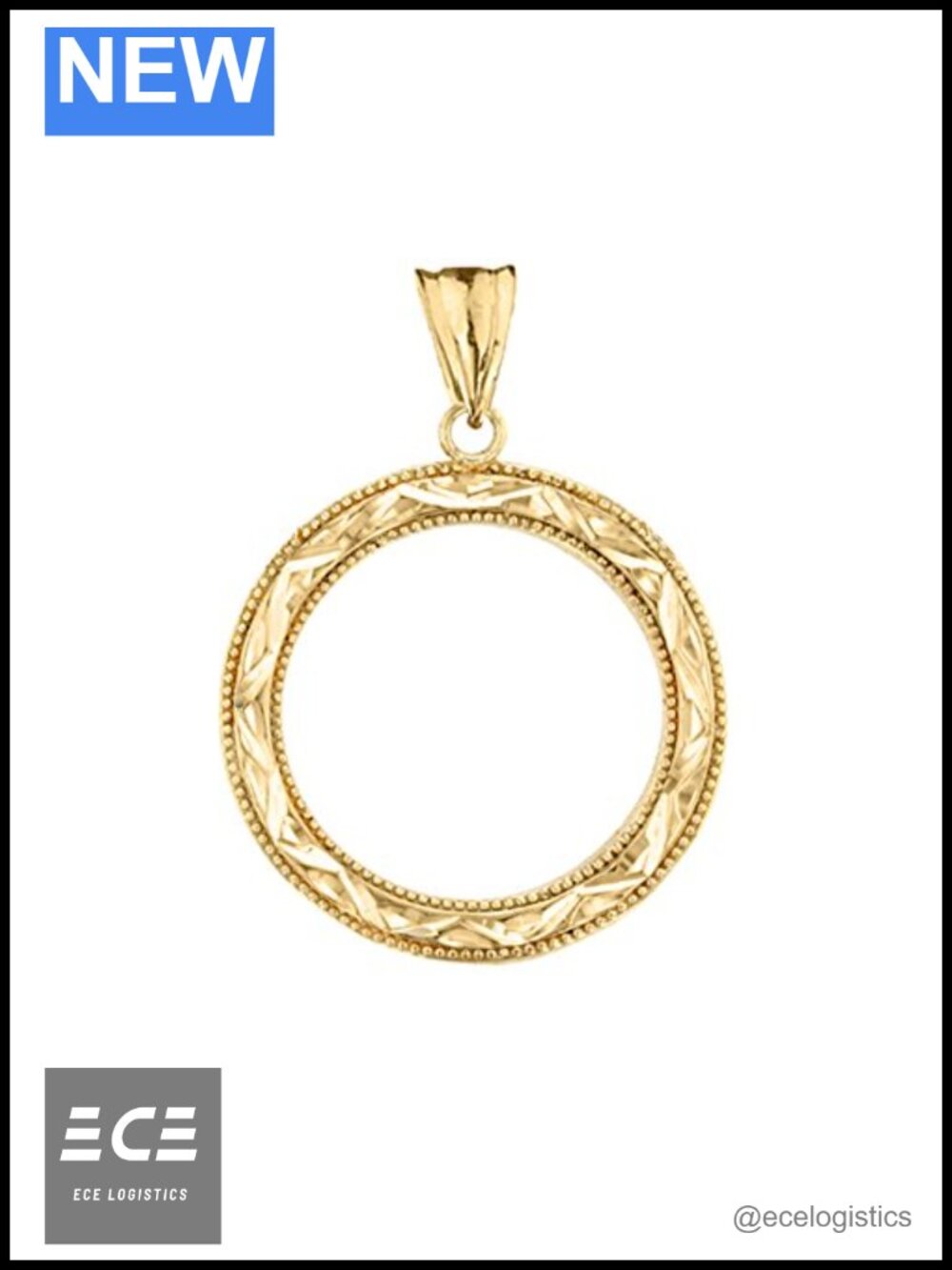 10k Yellow Gold Sparkle-Cut Circle of Life Charm Pendant